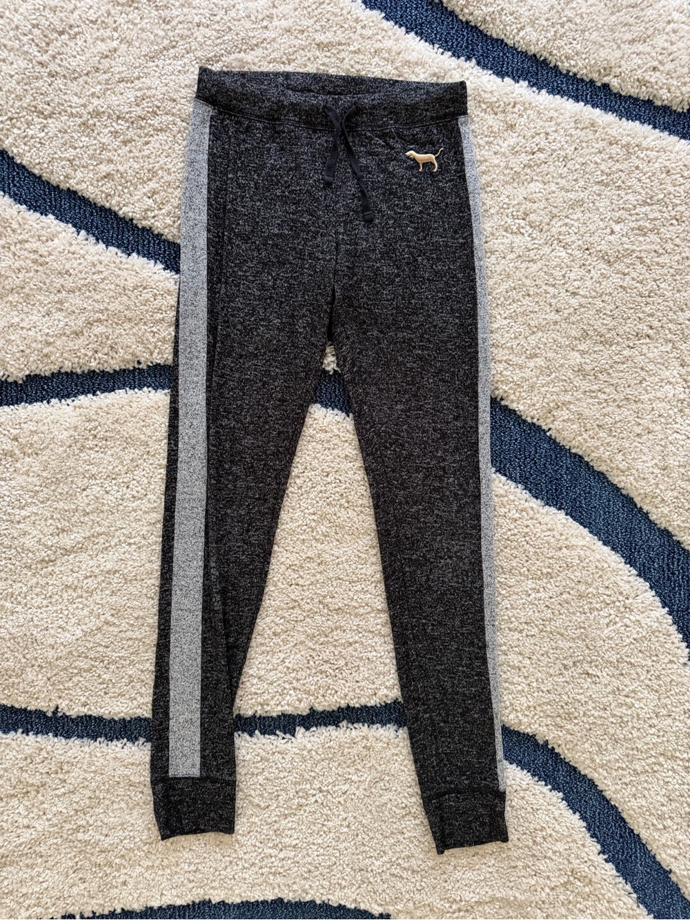 PINK Victoria's Secret Charcoal Gray Joggers with Light Gray Side Stripe